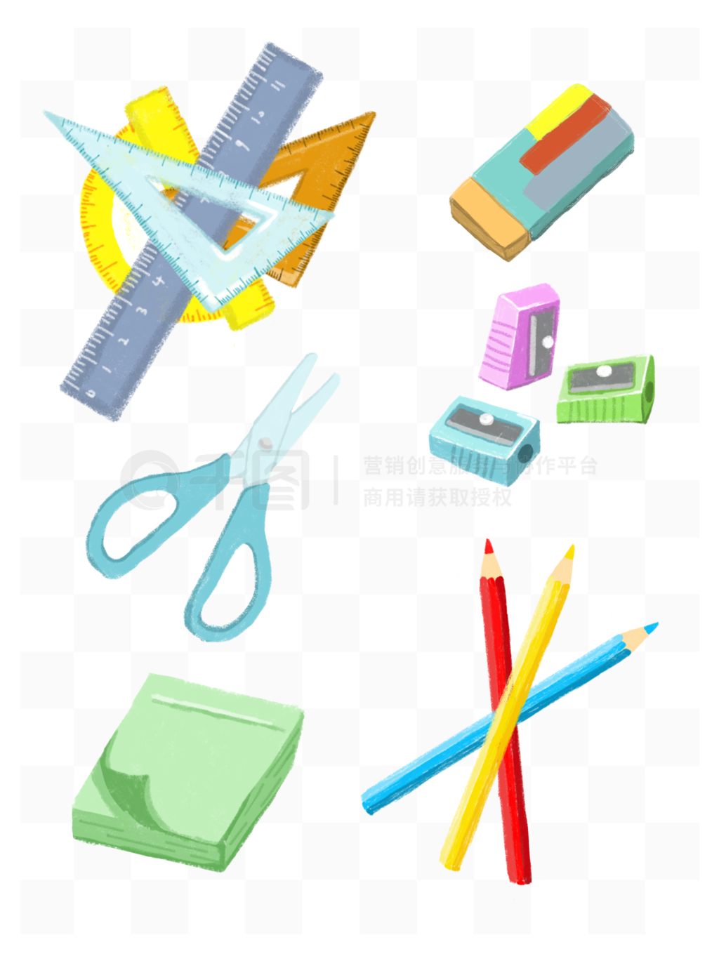 學(xué)習(xí)文具用品手繪元素模板免費下載指南